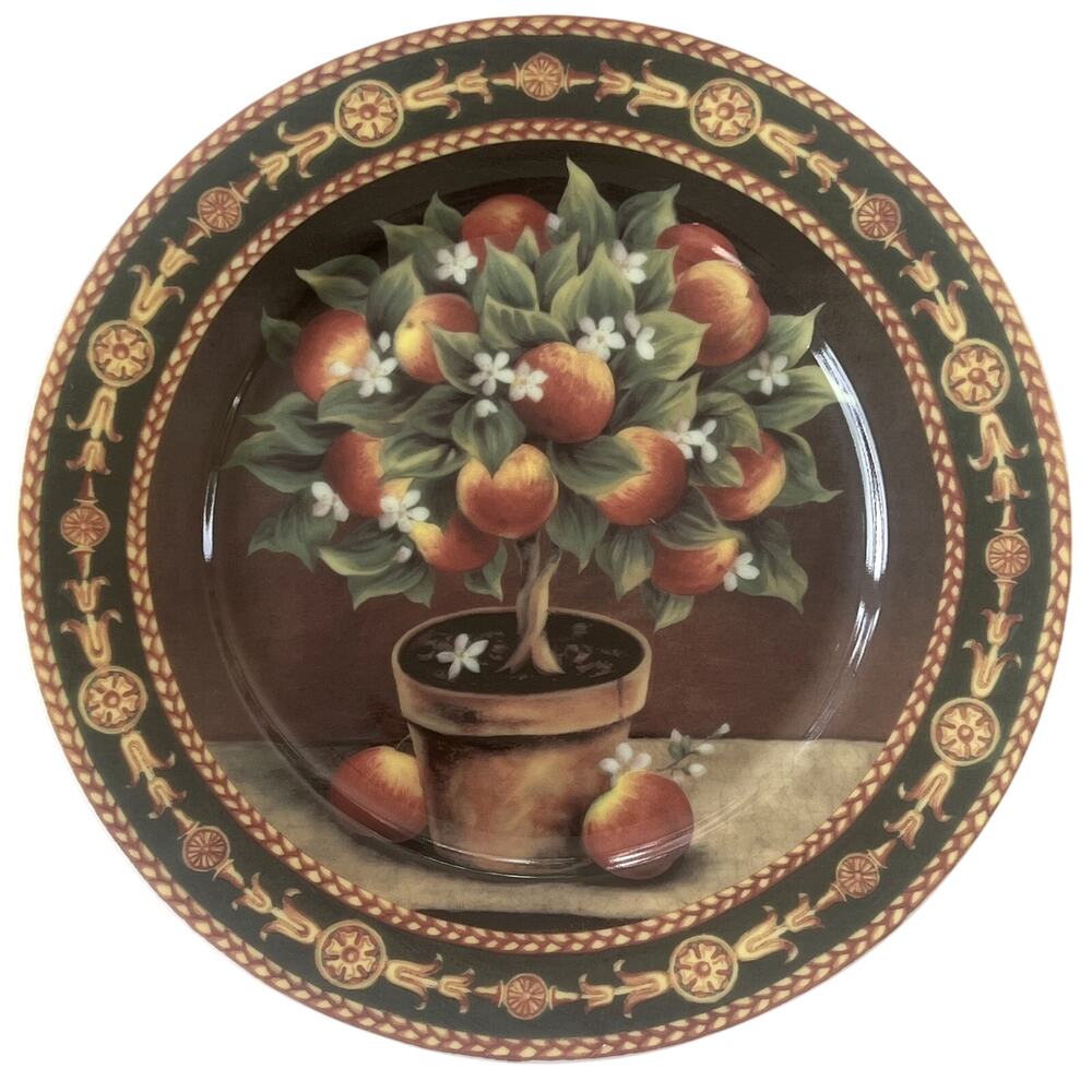 Rochard Limoges Topiary Fruit Tree Salad Plates Set of 4 France 7.75 in - Picture 4 of 10